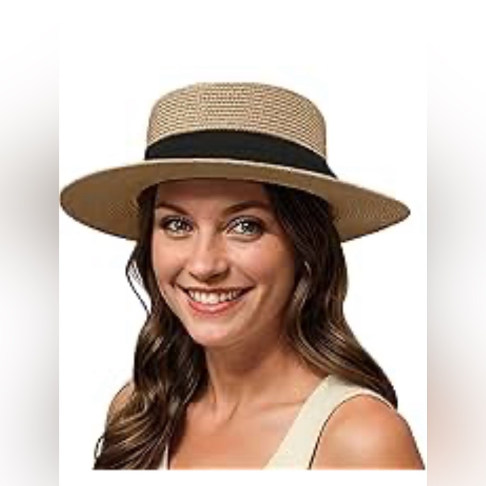 Elegant Cream Sun Hat with Black Band